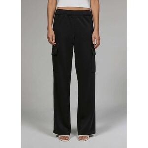 7Diamonds REV Black Cargo Pants Wide Leg Elastic Waist WPTS-3000 Womens Large